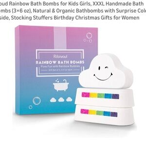 Cloud Bath Bombs for Kids - White with Rainbow Colors